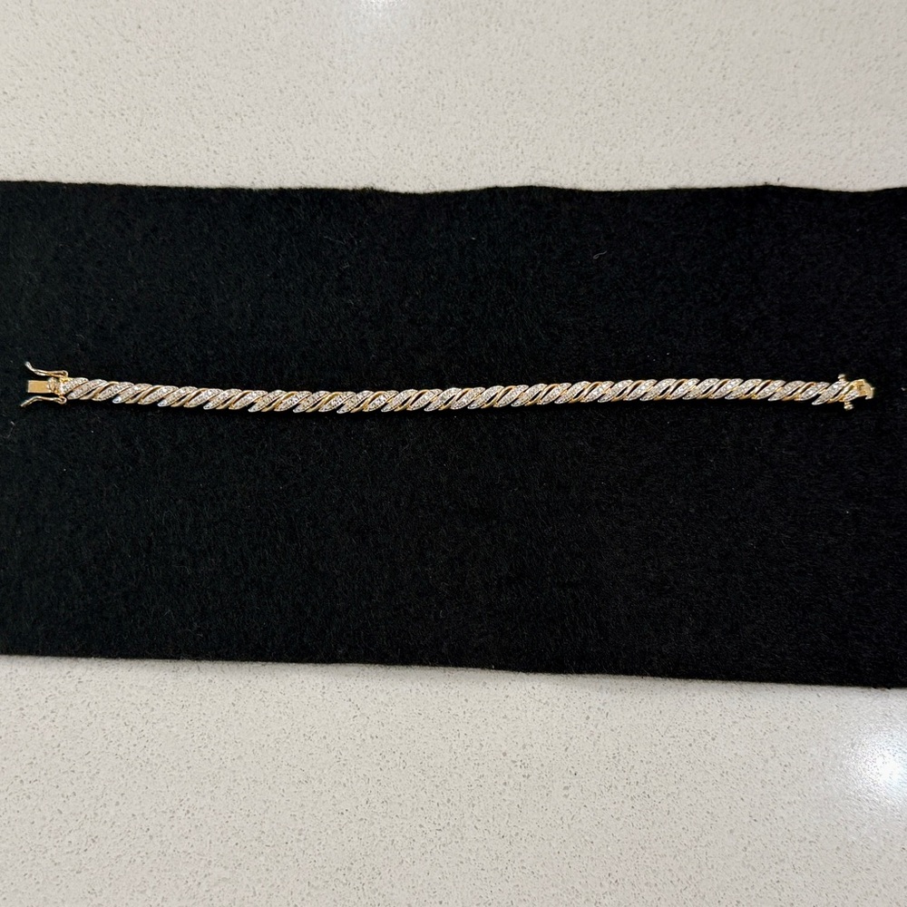 PAJ Gold Tone and CZ Tennis Bracelet - Picture 4 of 12